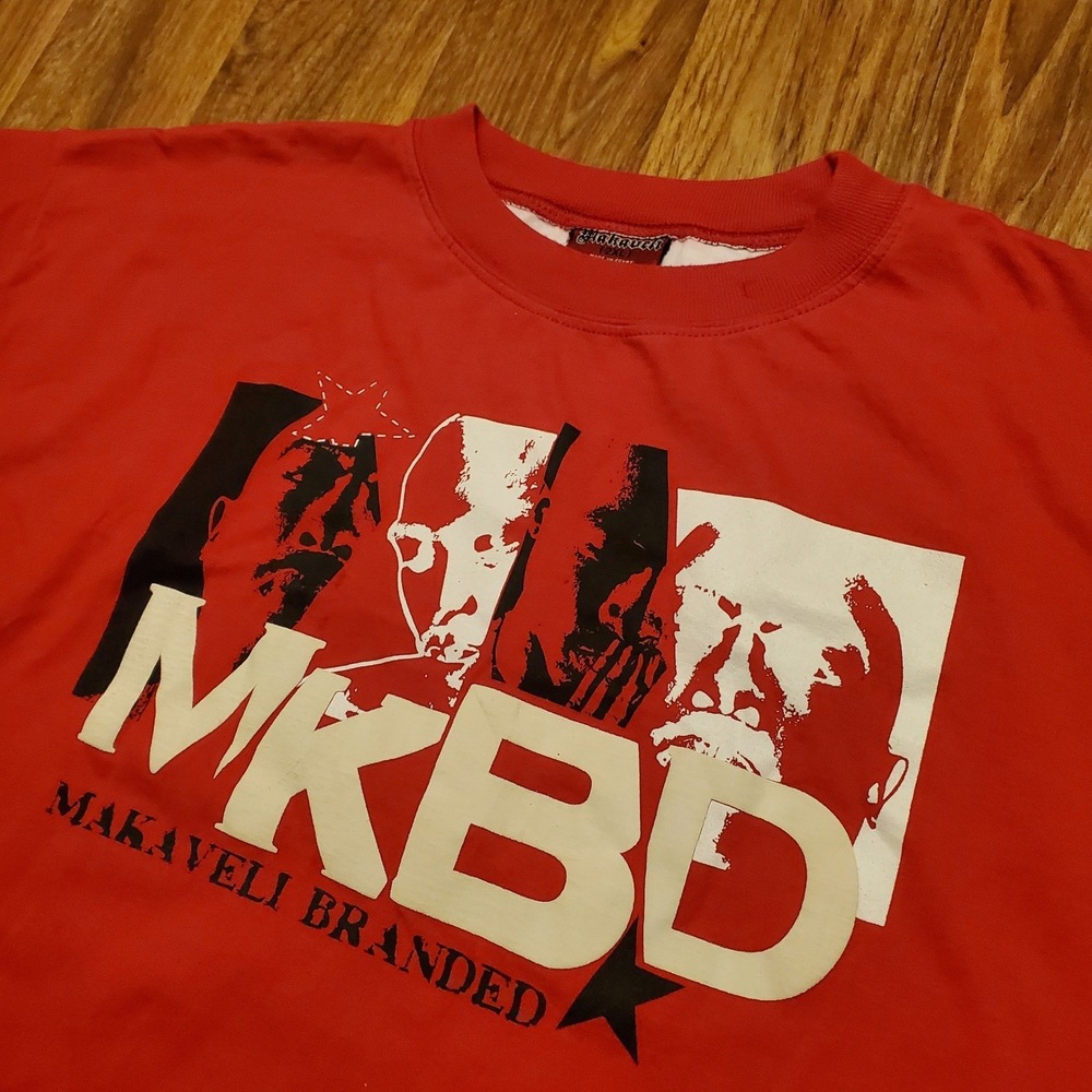Vintage 2Pac Shirt Men 2XL‎ Red MKBD Graphic Makaveli Branded Hip Hop Y2K